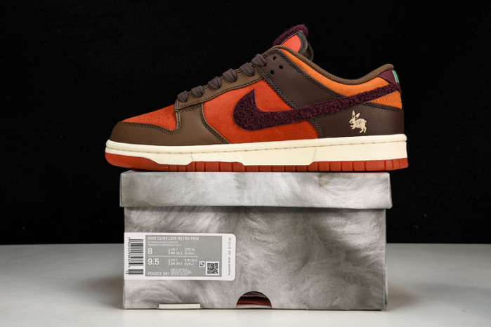nike dunk low retro prm year of the rabbit light crimson fd4203-661