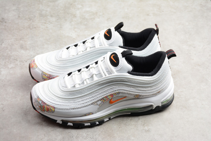 nike womens air max 97 white-orange flower 921733-101
