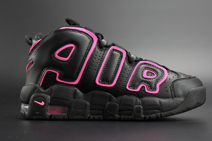 nike air more uptempo gs “hyper pink” black/ pink womens 415082-003
